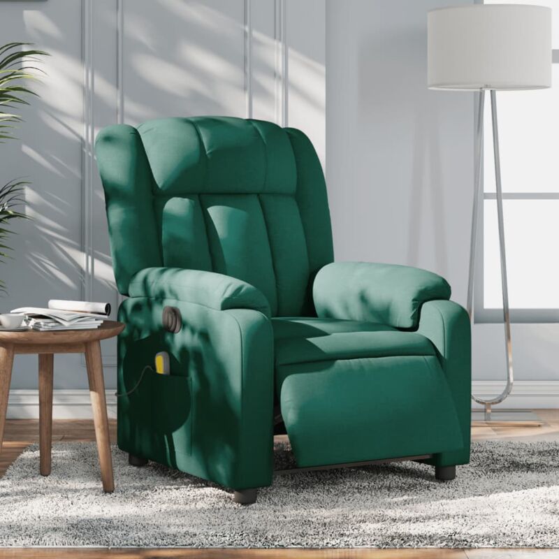 Vidaxl - Fauteuil de massage inclinable électrique Vert foncé Tissu