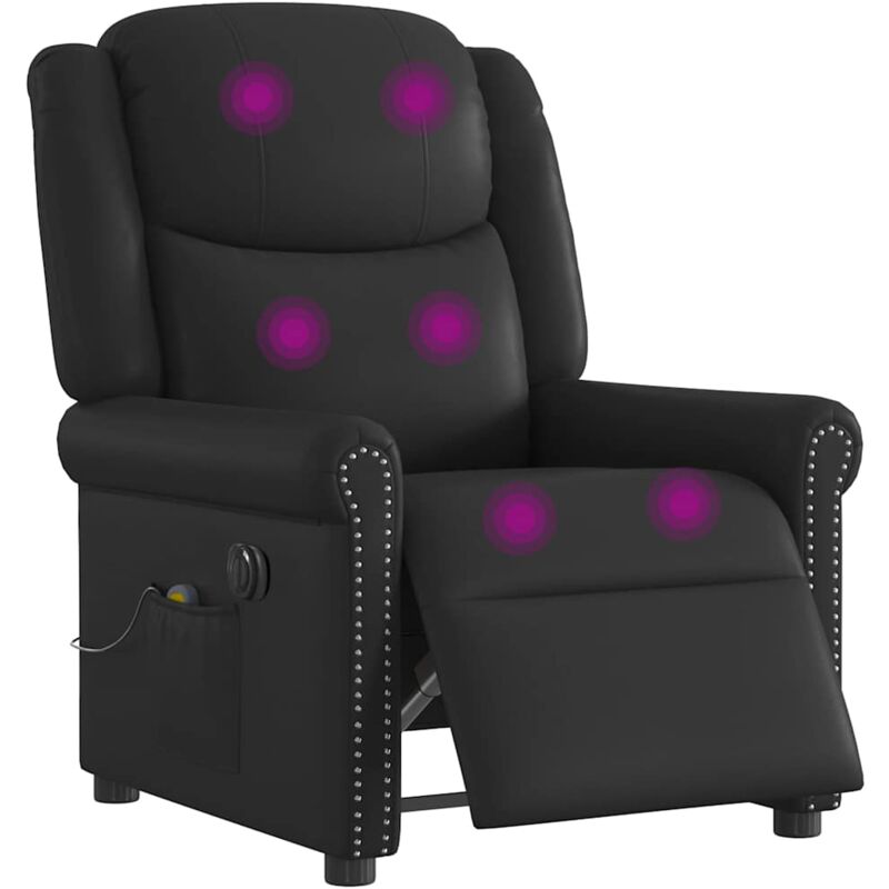 Vidaxl - Fauteuil massage inclinable électrique noir brillant similicuir