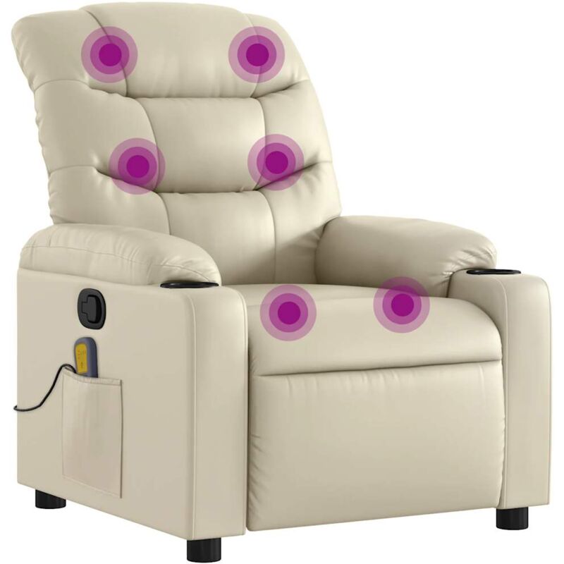 Vidaxl - Fauteuil inclinable de massage Crème Similicuir