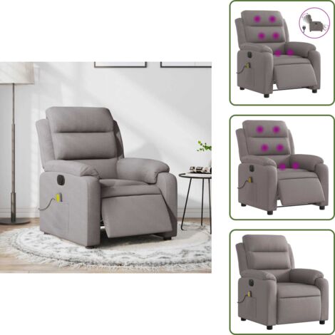 Fauteuil de massage inclinable électrique Taupe Tissu - Fauteuil Inclinable - Chaise Relaxante - Massage Électrique - Relaxation - Confort