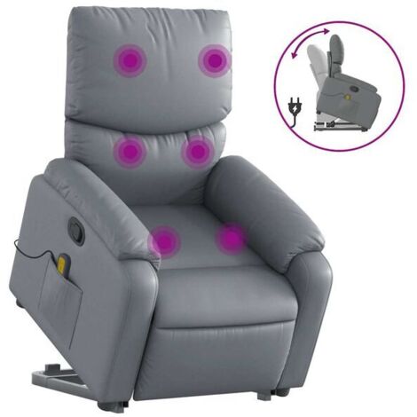 Fauteuil de massage inclinable en similicuir gris