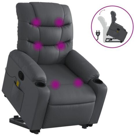 Fauteuil de massage inclinable en similicuir gris