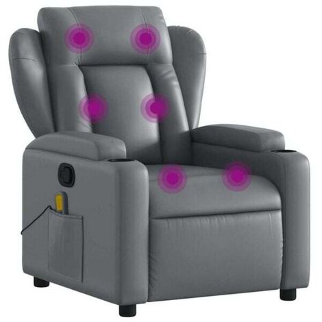 Fauteuil de massage inclinable en similicuir gris
