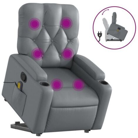 Fauteuil de massage inclinable en similicuir gris