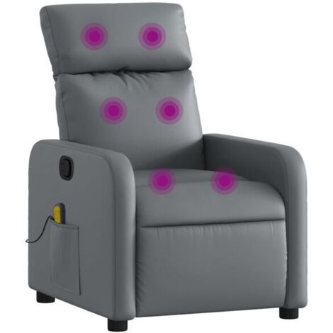 Fauteuil de massage inclinable en similicuir gris