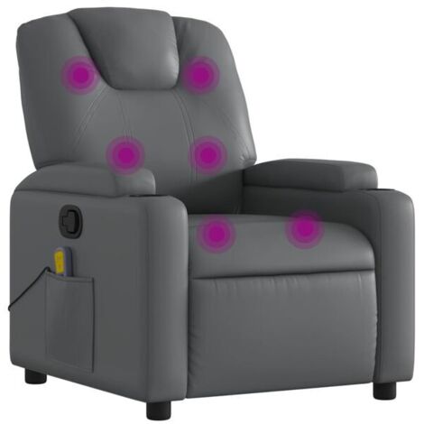 Fauteuil de massage inclinable en similicuir gris