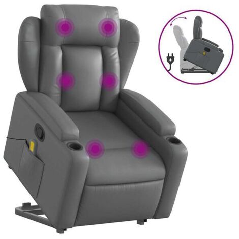 Fauteuil de massage inclinable en similicuir gris