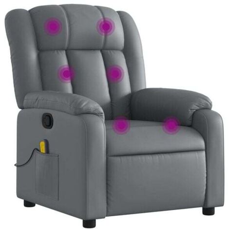 Fauteuil de massage inclinable en similicuir gris