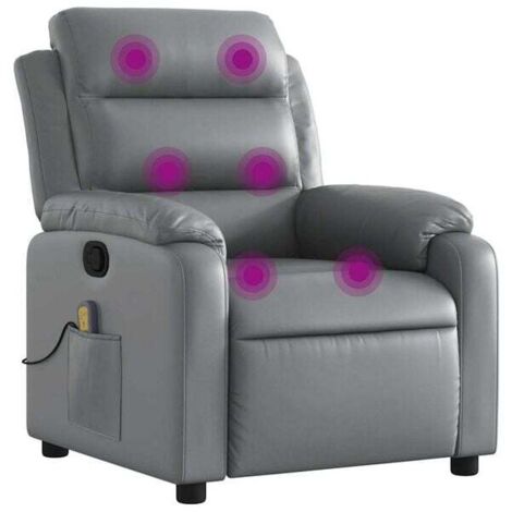Fauteuil de massage inclinable en similicuir gris
