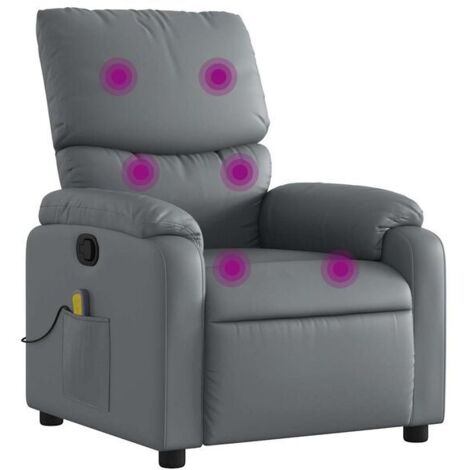 Fauteuil de massage inclinable en similicuir gris
