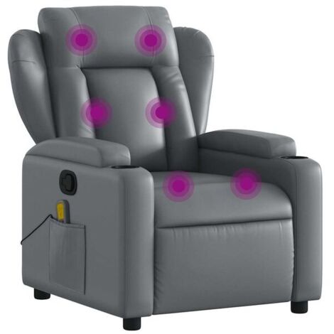 Fauteuil de massage inclinable en similicuir gris
