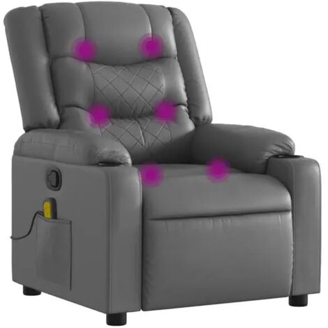 Fauteuil de massage inclinable en similicuir gris