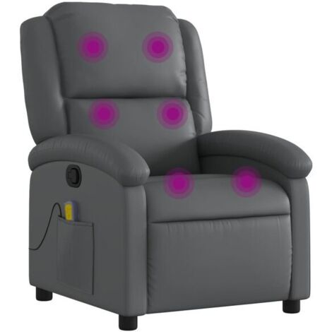 Fauteuil de massage inclinable en similicuir gris