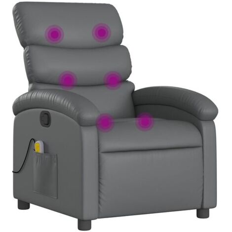 Fauteuil de massage inclinable en similicuir gris