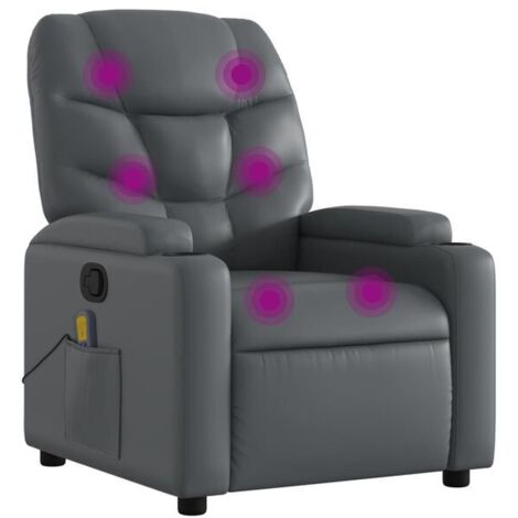 Fauteuil de massage inclinable en similicuir gris