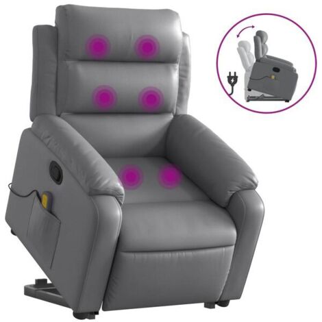 Fauteuil de massage inclinable en similicuir gris