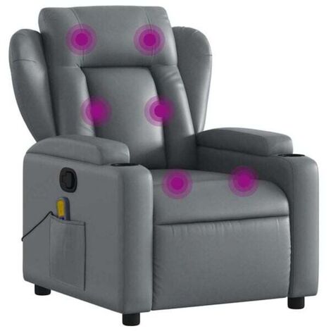 Fauteuil de massage inclinable en similicuir gris