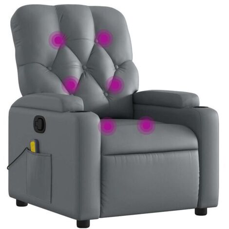 Fauteuil de massage inclinable en similicuir gris