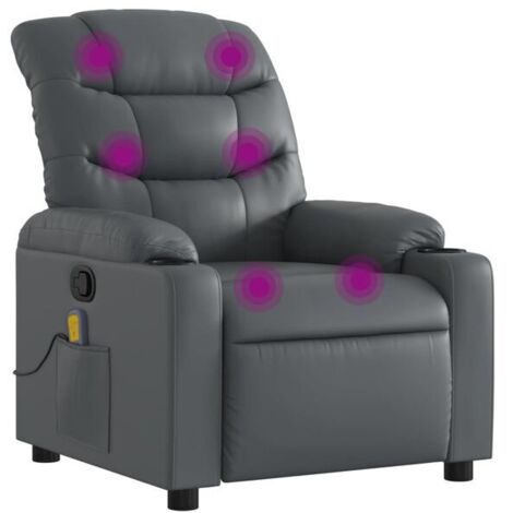 Fauteuil de massage inclinable en similicuir gris