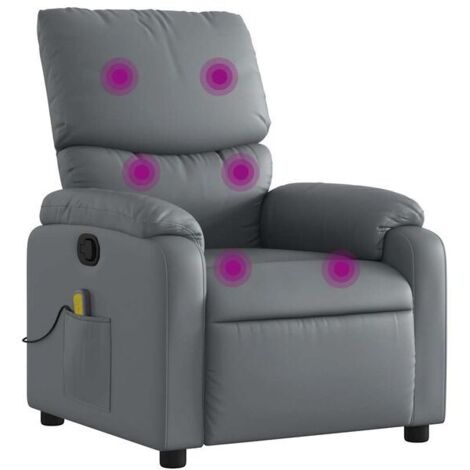 Fauteuil de massage inclinable en similicuir gris
