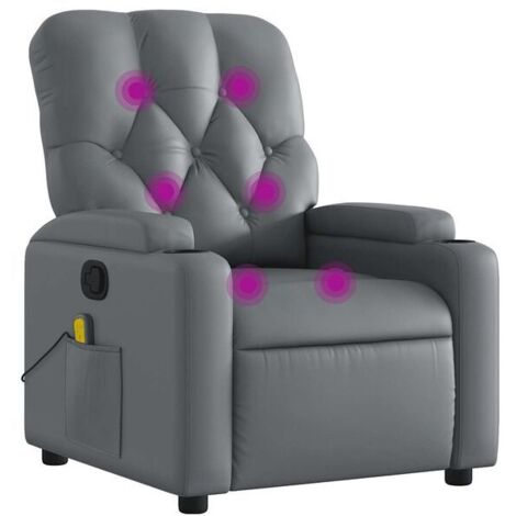Fauteuil de massage inclinable en similicuir gris
