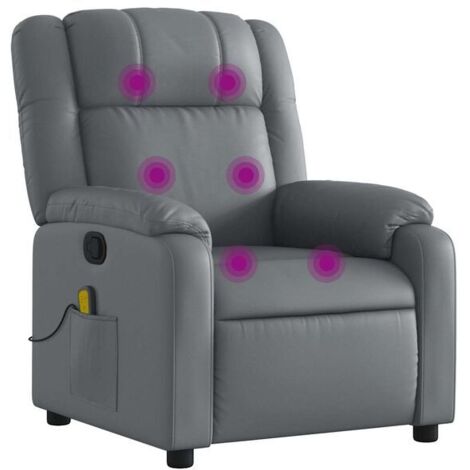 Fauteuil de massage inclinable en similicuir gris