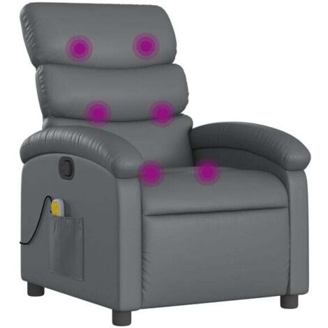 Fauteuil de massage inclinable en similicuir gris