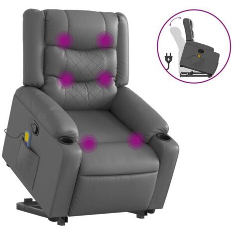 Fauteuil de massage inclinable en similicuir gris