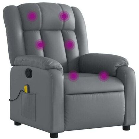 Fauteuil de massage inclinable en similicuir gris