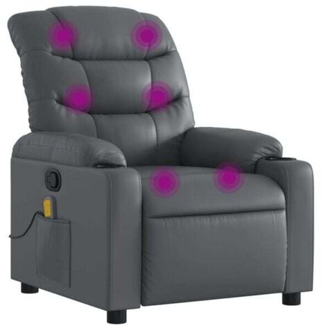 Fauteuil de massage inclinable en similicuir gris