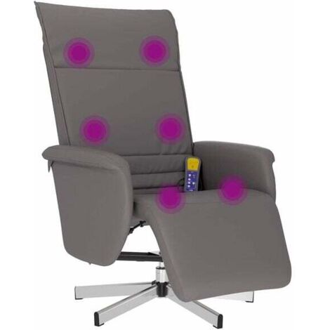 Fauteuil de massage inclinable en similicuir gris avec repose-pieds