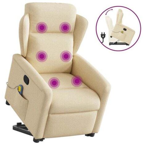 Fauteuil de massage inclinable en tissu beige