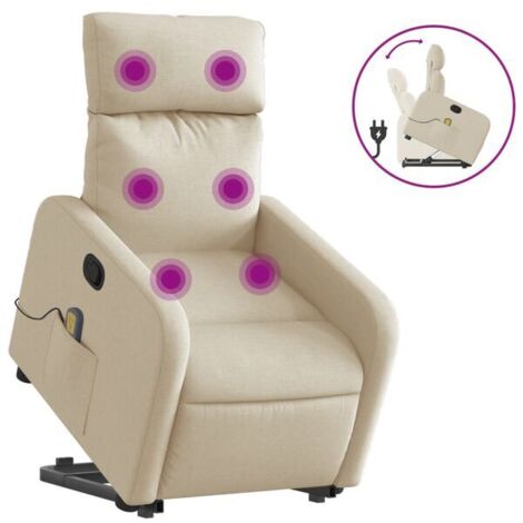 Fauteuil de massage inclinable en tissu beige