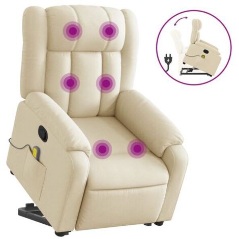 Fauteuil de massage inclinable en tissu beige