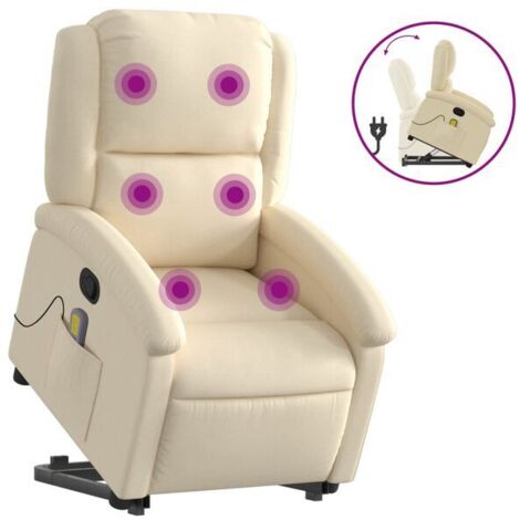 Fauteuil de massage inclinable en tissu beige