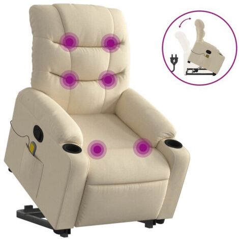Fauteuil de massage inclinable en tissu beige