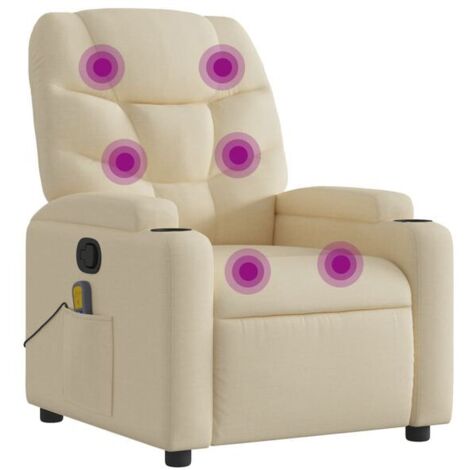 Fauteuil de massage inclinable en tissu beige