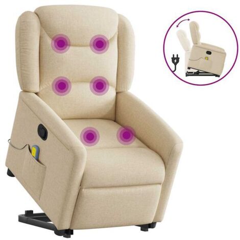 Fauteuil de massage inclinable en tissu beige