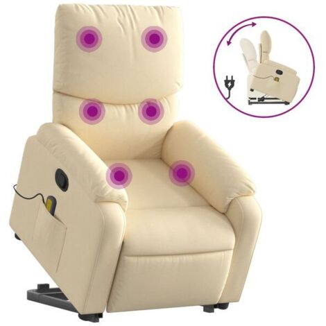 Fauteuil de massage inclinable en tissu beige