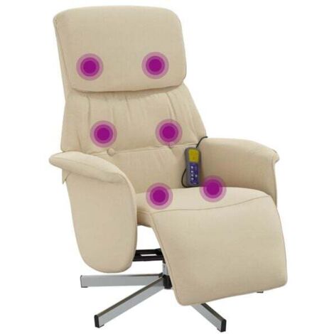 Fauteuil de massage inclinable en tissu beige avec repose-pieds