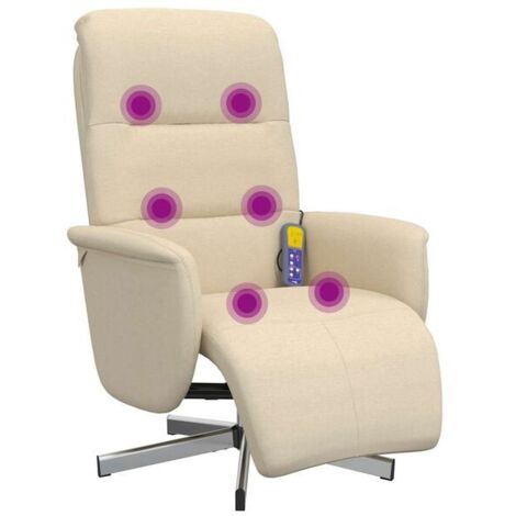 Fauteuil de massage inclinable en tissu beige avec repose-pieds