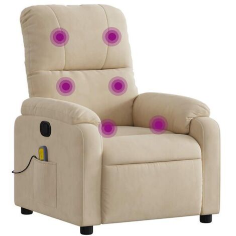 Fauteuil de massage inclinable en tissu microfibre beige