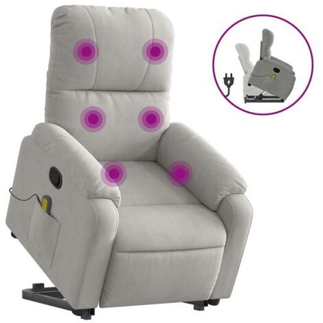 Fauteuil de massage inclinable en tissu microfibre gris clair