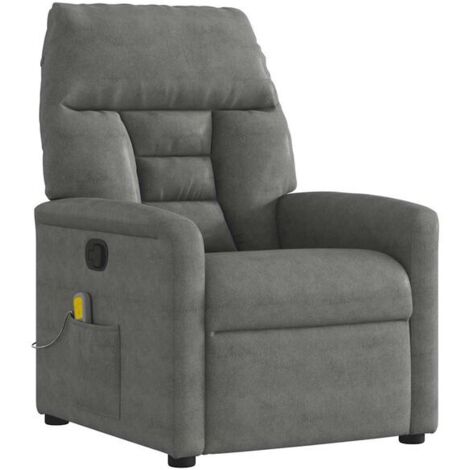 Fauteuil de massage inclinable en tissu microfibre gris foncé