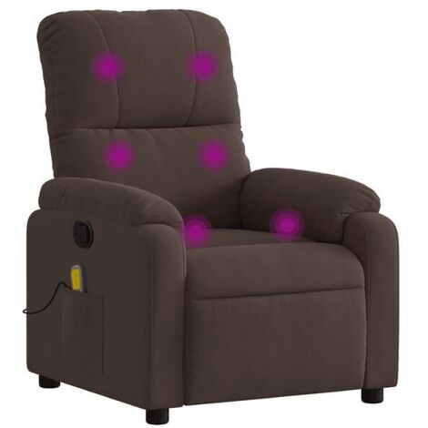 Fauteuil de massage inclinable en tissu microfibre marron