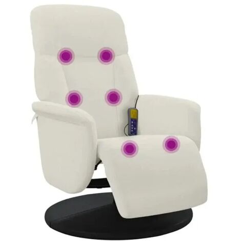 Fauteuil de massage inclinable en velours beige avec repose-pieds