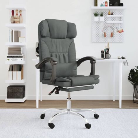 Fauteuil de massage inclinable - Fauteuil Chaise de Salon - Fauteuil de bureau Gris foncé Tissu Chic-193506