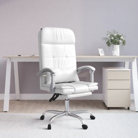 Fauteuil de massage inclinable Fauteuil de bureau  Fauteuil de Relaxation Blanc Similicuir 88050