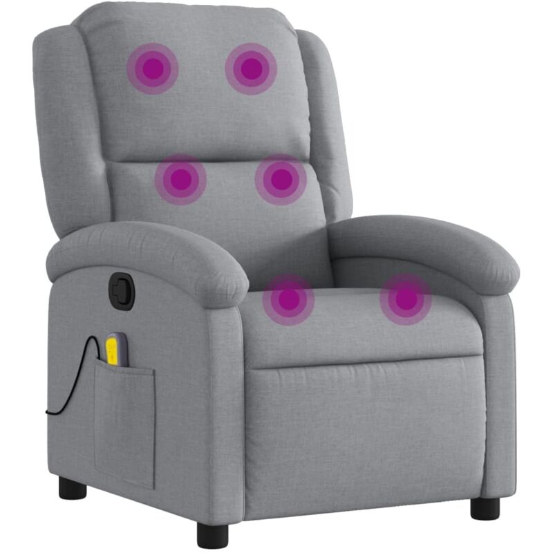Fauteuil de massage inclinable Gris clair Tissu