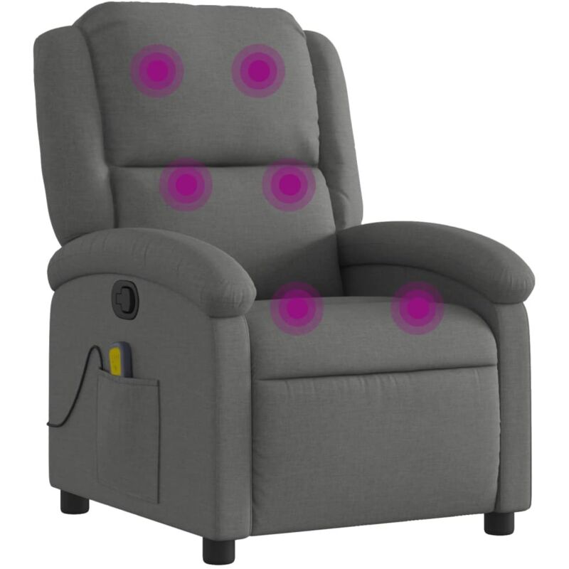 Fauteuil de massage inclinable Gris foncé Tissu